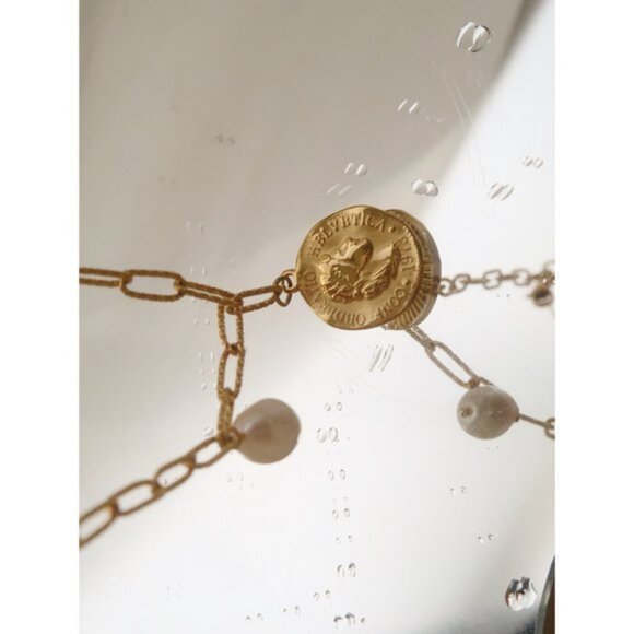 NEW 18K Gold Plated Coin Freshwater Pearl Necklace - Picture 3 of 10